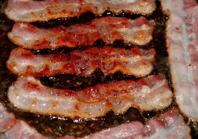 Fried bacon single slices